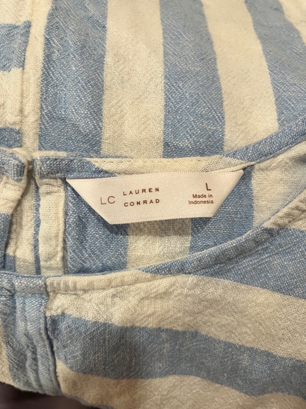 LC Lauren Conrad Blue & White Striped Sleeveless Tank - Picture 3 of 6